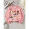 Sudadera de Moda con Cuello Redondo para Niñas con Personajes de Sushi Lindos y Palillos, Top de Estilo Occidental para Otoño e Invierno, Camiseta de Manga Larga para Niños