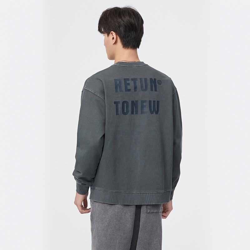 380G Осень-зима Американский ретро свитер с круглым вырезом мужской свободный большой — фото 3