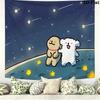 Maltese and Golden Retriever Wall Tapestry Aesthetic Wall Hanging Printed Fabric Blanket Decorative Tapestries for Bedroom Living Room Home Decor