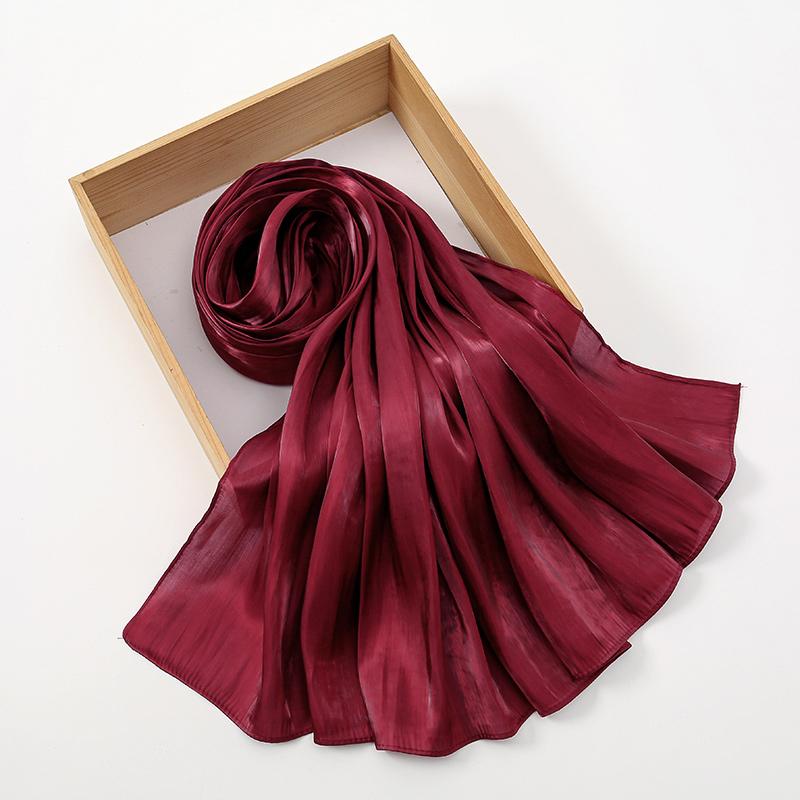 Premium Shimmer Silk Satin Hijab Scarf Women Luxury Solid Color Plain Hijab Shiny Shawl Silk Feeling Stain Wraps Shiny Stoles