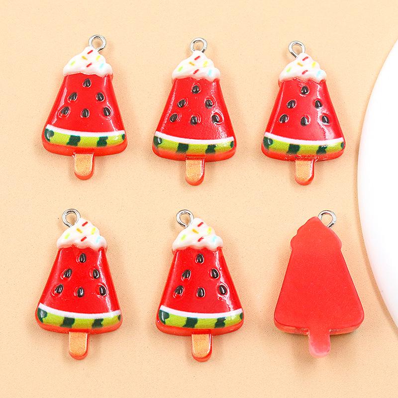 5 Styles DIY Resin Summer Fruit Ice Cream and Popsicle Charms: Grape & Watermelon Pendants for Bags & Phone Accessories