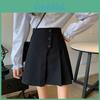 Women Spring Highwaist Pleated Skirt With Button Details For Casual And Office Wear