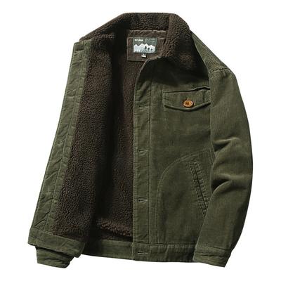 Abrigo de pana de invierno para hombre, de algodón, con cuello alto, informal, de algodón, cálido