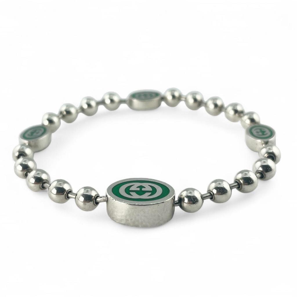 GUCCI bracelet Interlocking G Ball Chain Silver AG925 Women 17 Used