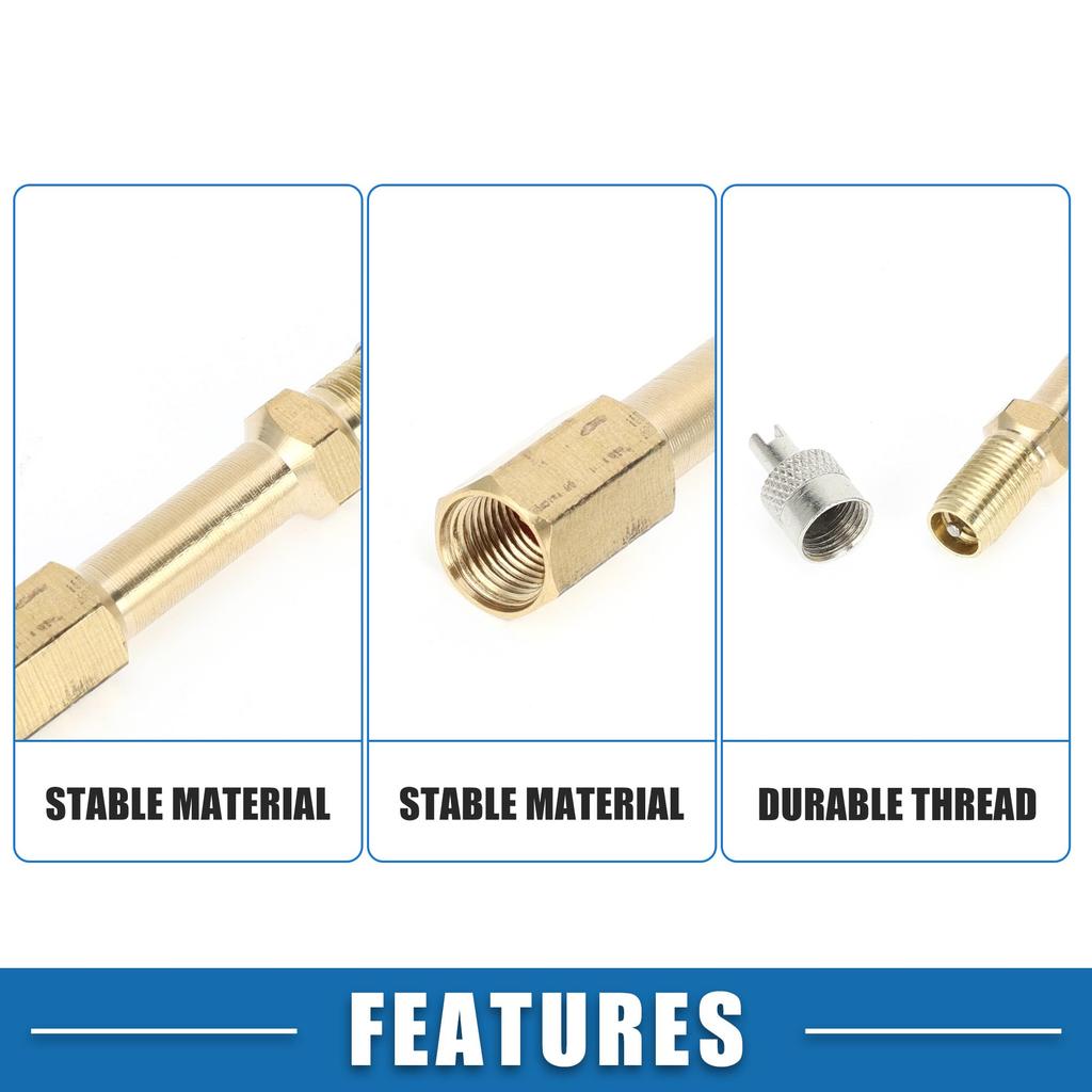 Adattatore gonfiaggio aria per valvola pneumatico ABSOPRO, Lunghezza 50mm, Durevole, Tono Rame Argento