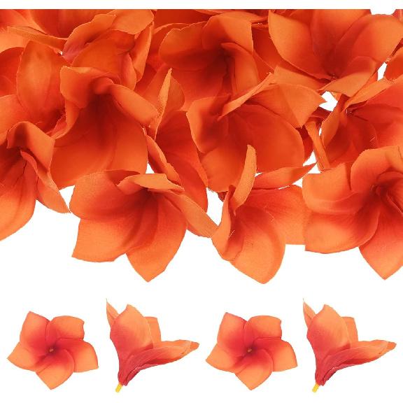 10-Pack Artificial Plumeria Flowers, Fake Silk Heads Flower Hawaiian Plumeria Petal for DIY Crafts/Dress/Wedding/Party Decoration [Champagne+Red,