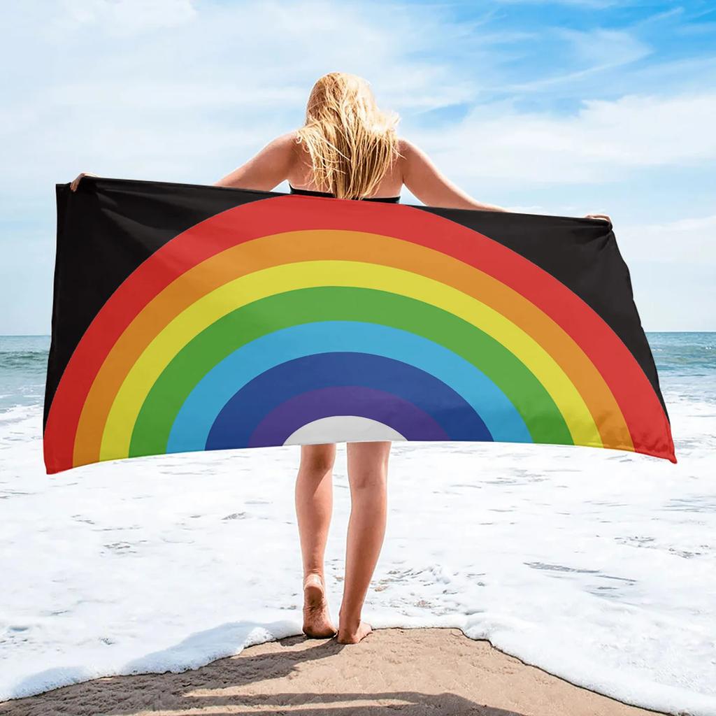 Rainbow Stripes Beach Towel Luxury Quick-dry Microfiber Pride Bath Towel Yoga Mat Sand Free Camping Travel Sport Swimming Towels