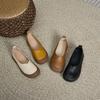 The First Layer of Cowhide Autumn Leather Women's Round Head Loose and Simple Women's Single Shoes One Pedal Casual Shoes