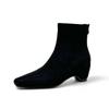7 Cm Height Increase, Versatile Square Head Thick Heel Short Boots, Autumn and Winter New Korean Rear Zipper Elastic Thin Boots