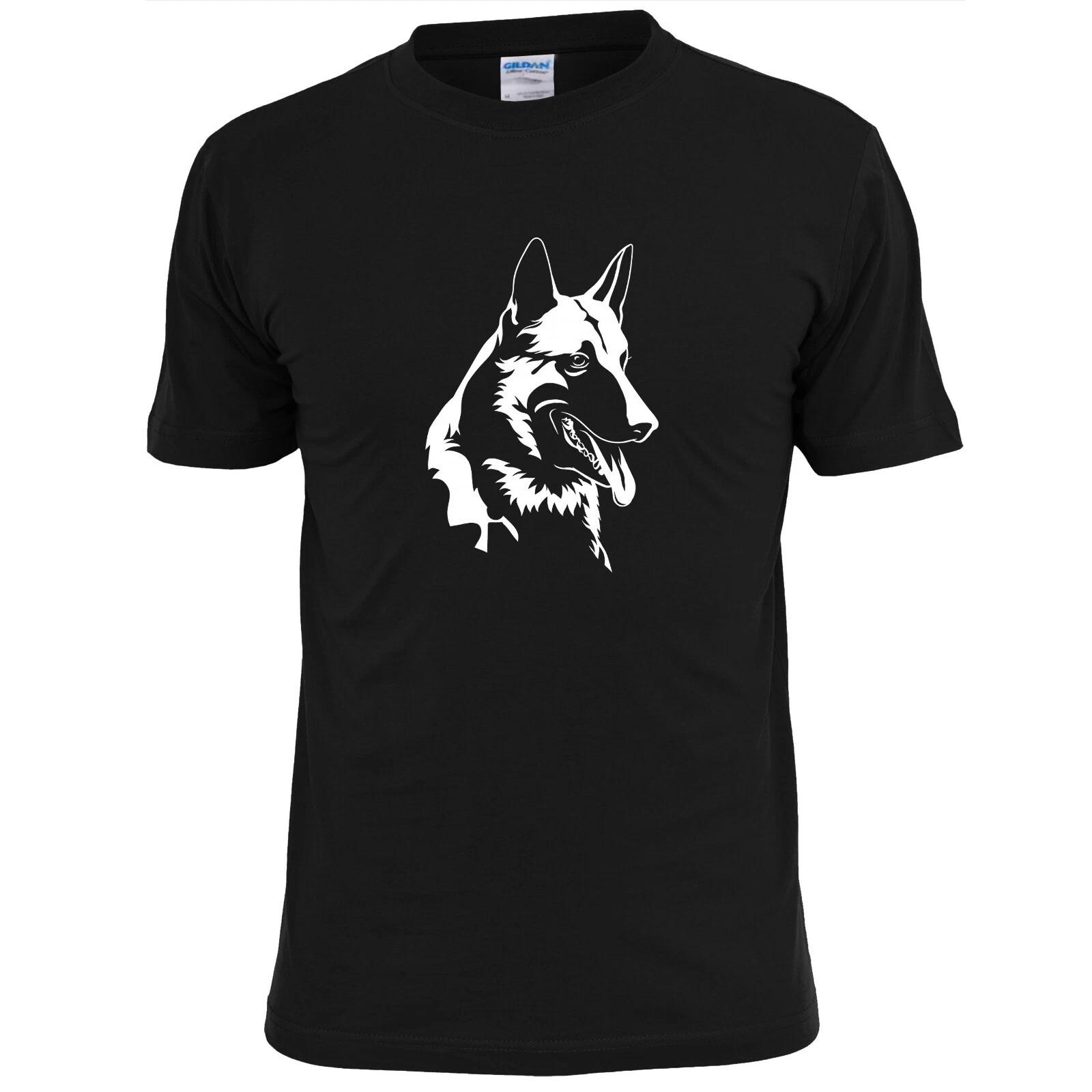 Mens Alsatian Head Silhouette (v2) T shirt Pet Pooch Mans Best Friend 2XL