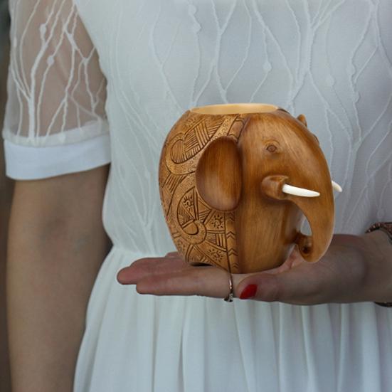 Elephant Pen Holder Resin Desktop Mascot Animal Figurine Storage Cup Makeup Organizer for Office Home School Decor