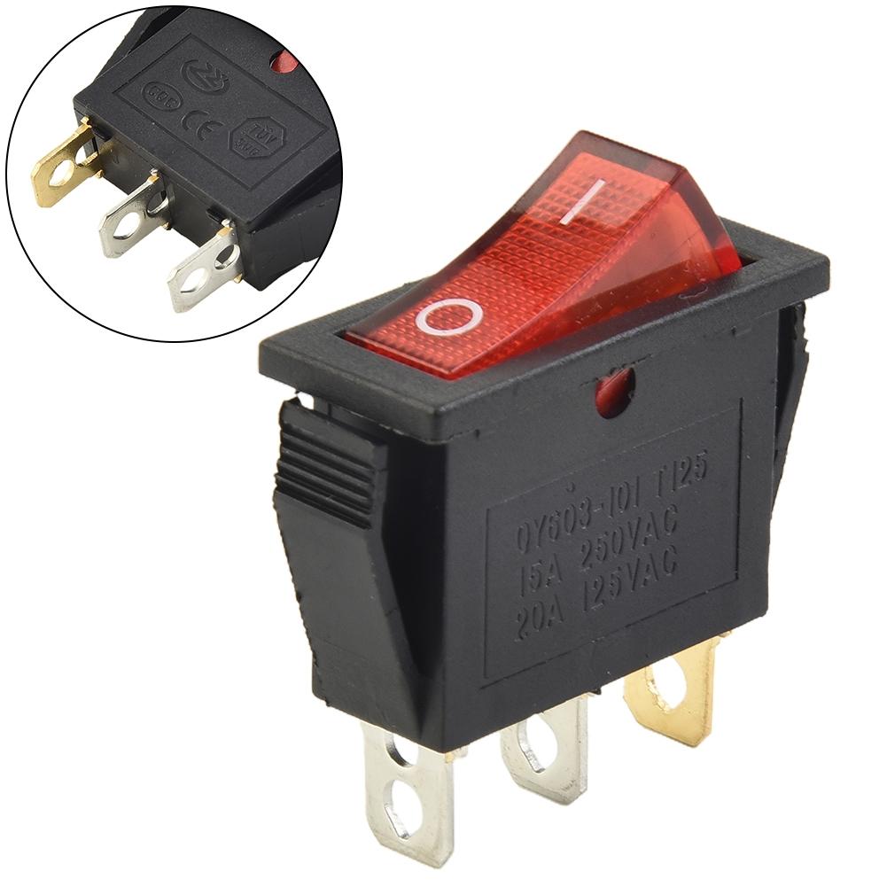 Red With Light On-off 3pin Rocker Switch Snap Type