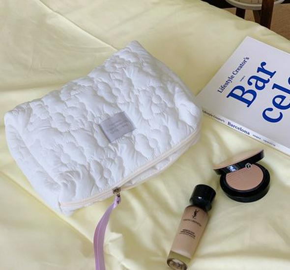 Soft Fluffy Flower Makeup Bag, Large Capacity, Macaron Color