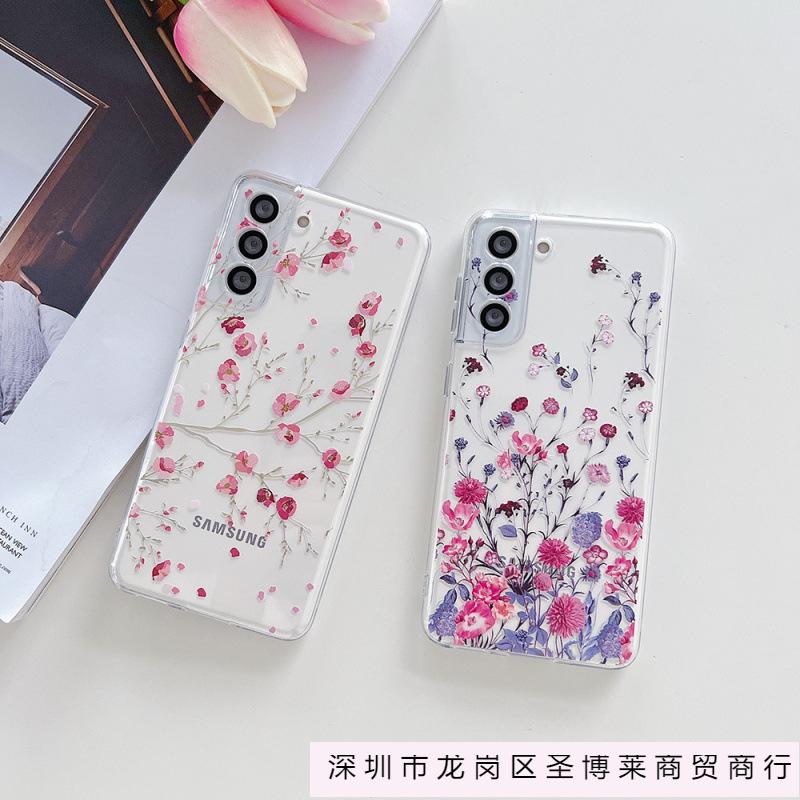Applicable to Samsung S25ultra Apple iphone17 ins retro small floral mobile phone case painted protective case