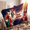 Cristiano Ronaldo Personalized Fleece Blanket With Football Logo, Custom Name Text Soft Warm Home Throw Blanket