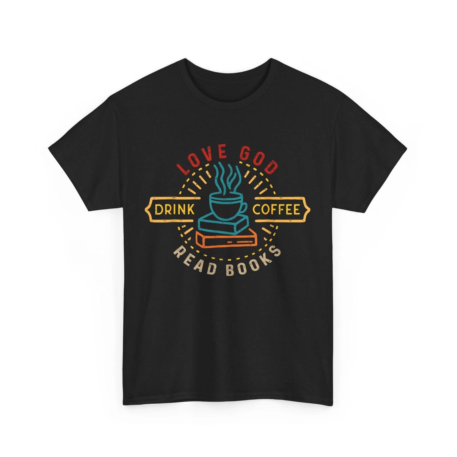 Books Reader Shirt, Love God Drink Coffee Read Books Lovers Vintage T shirt M