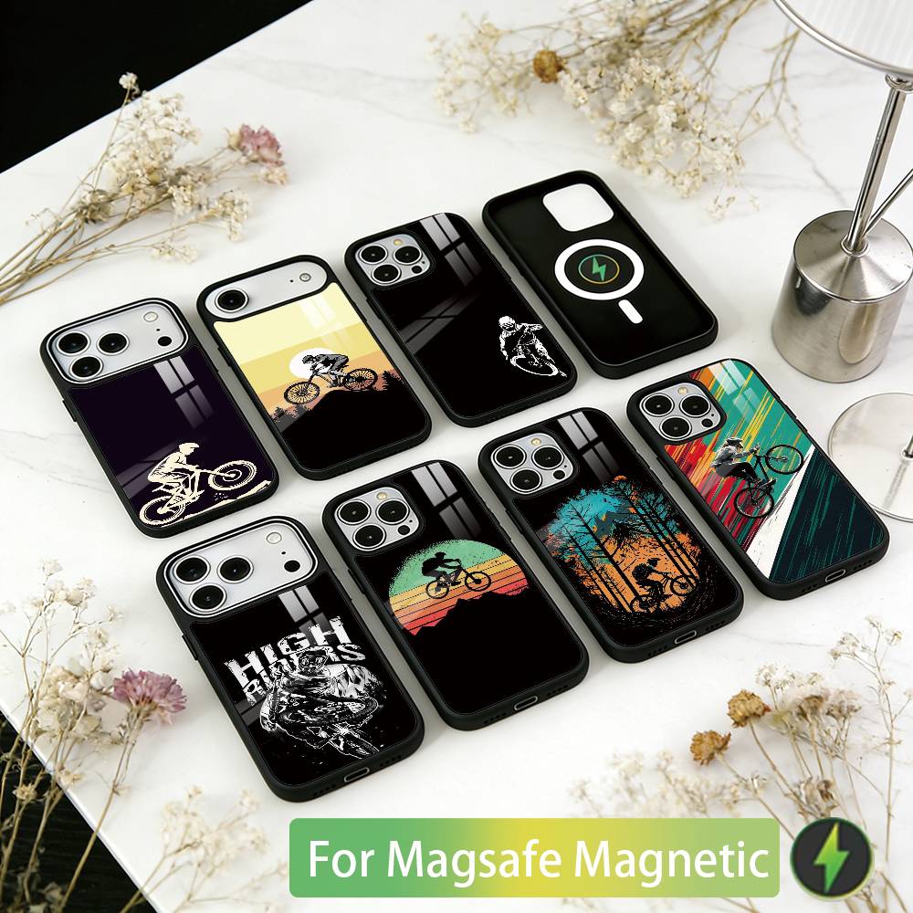 Mountain Bike Bicycle Phone Case For iPhone17,16,15,14,13,12,11 Plus,Pro Magnetic with Magsafe Wireless Charging