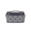 Tory Burch T Monogram Canvas Adjustable Detachable Shoulder Strap Button Closure Fabric Tote Bag Women Handbags Navy-Blue 165010-405