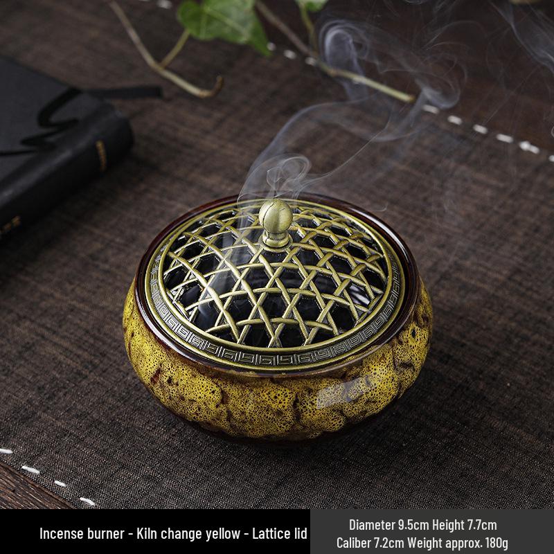 Celadon Ceramic Ice Crack Incense Burner - Three-Legged, Glazed, Anti-Scald Buddhist Home Decor.