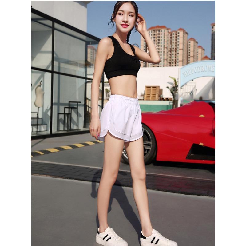 Yoga Wear Mesh Sports Shorts Women Summer Anti-naked Fitness Running Morning Exercise Elastic Quick Drying Outside Wearing Three-quarter Pants
