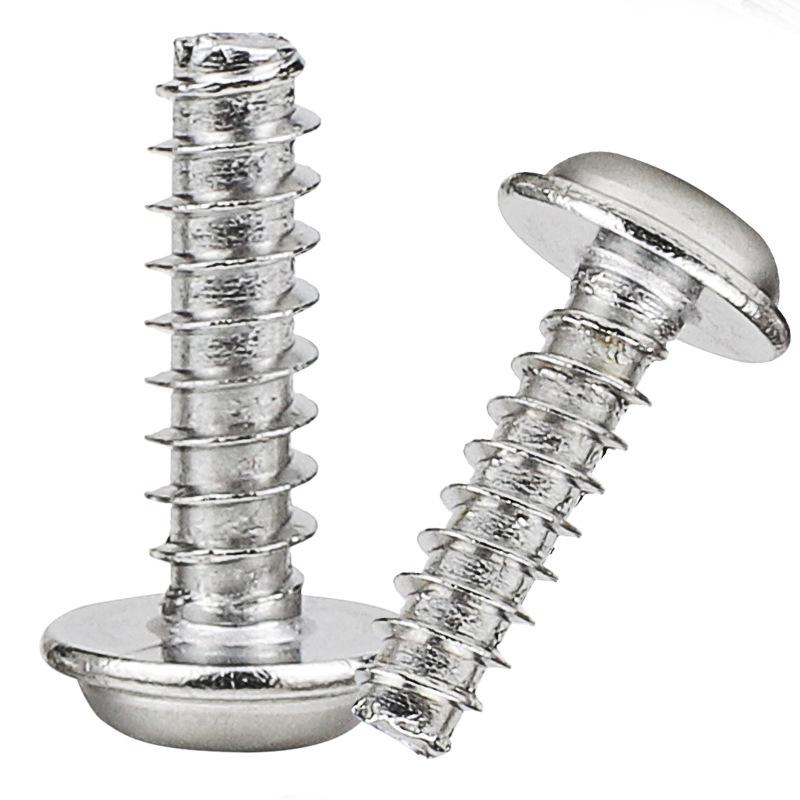 201 Stainless Steel Inner Plum Blossom Round Head Self-Tapping Screw with Washer Flat Tail, Medium Sizes M2.6/M3/M4/M5
