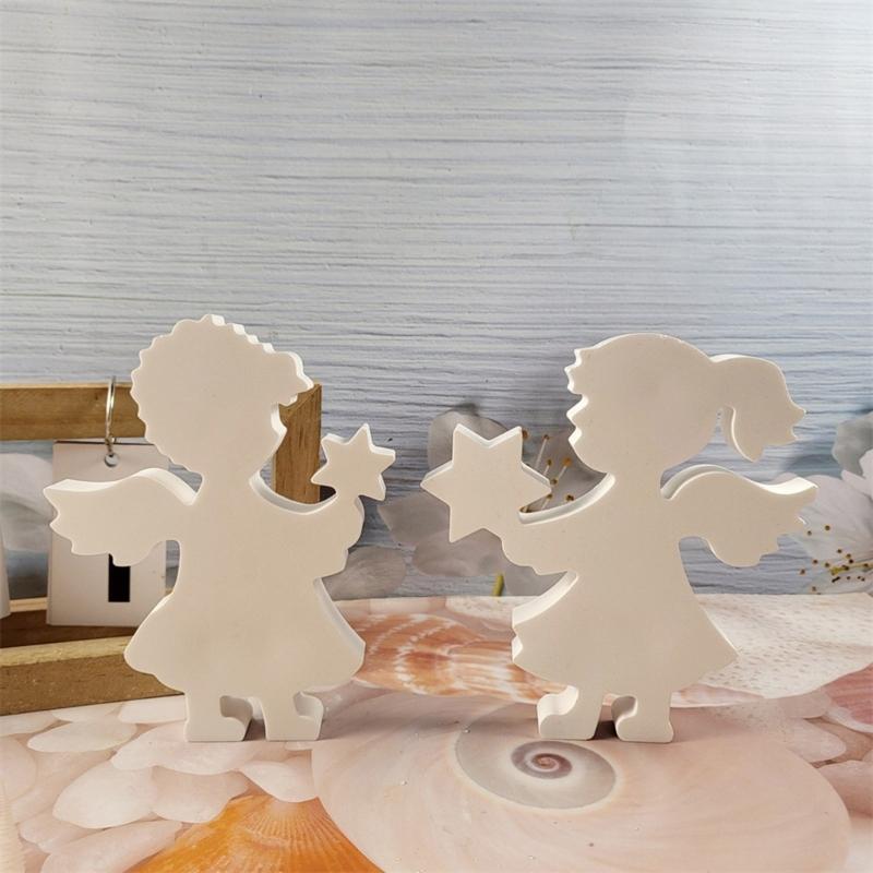 Desk Ornament Mould Flexible Silicone Mold for Boy and Girl Holding Star Tabletop Decoration Jewelry Making Supplies