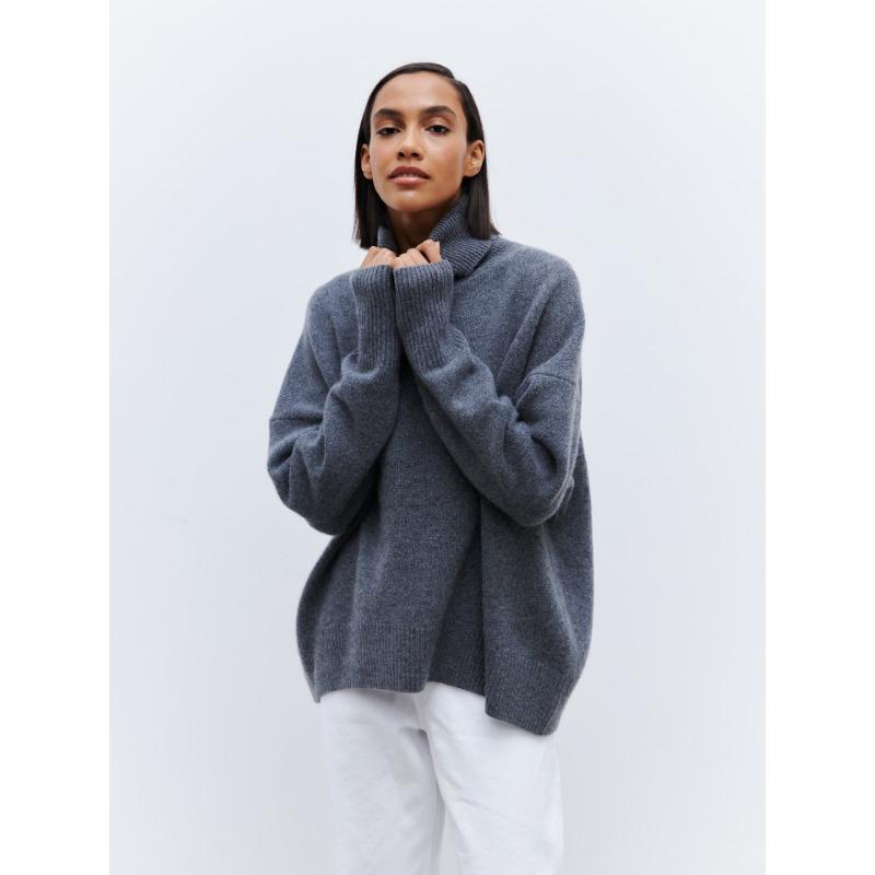 Autumn and Winter Turtleneck Women Sweater Loose Long Sleeve Casual Pullover Knitted Sweater Tops Fashion Loose Solid Color Clothes 1450