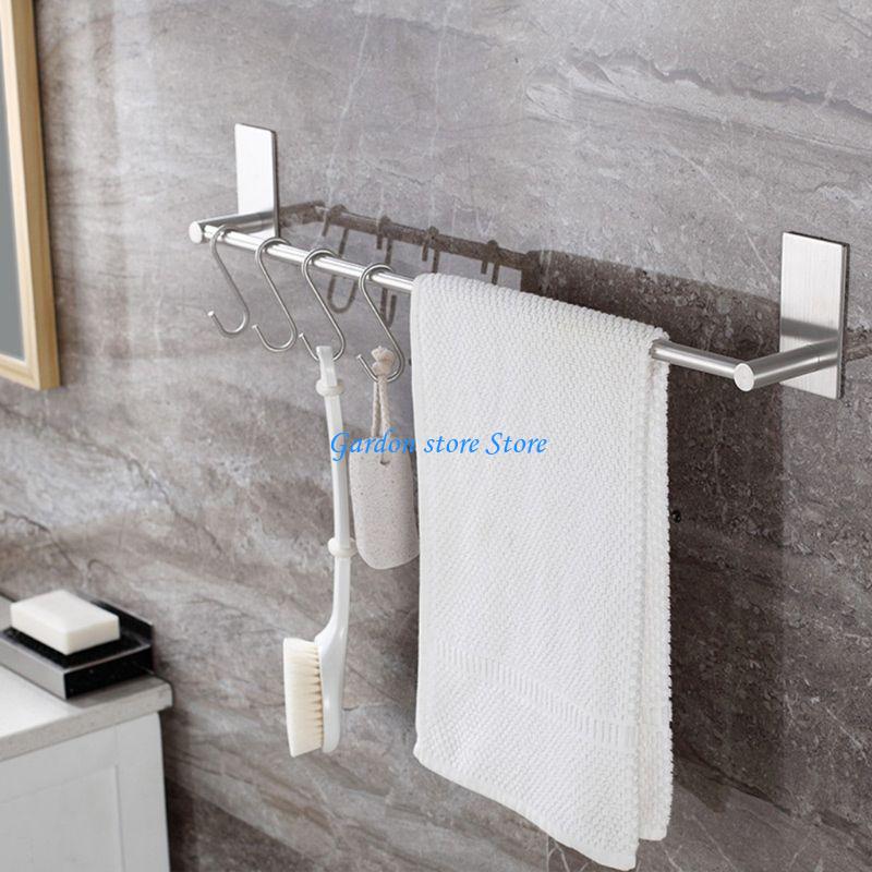 B0KB Towel Holder Bars Punch-Free Wall Bath Hanger 30-55cm Silver 304 Stainless Steel