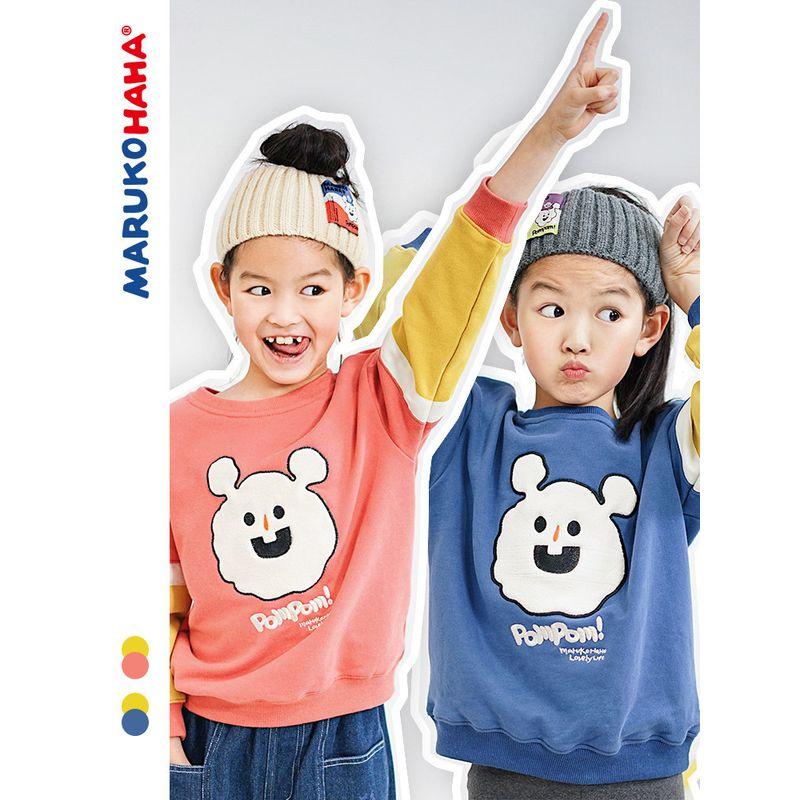 Toothpick Pill and Friends Girls' Autumn Sweatshirt Cartoon Cute Print Pullover Kids Patchwork Top