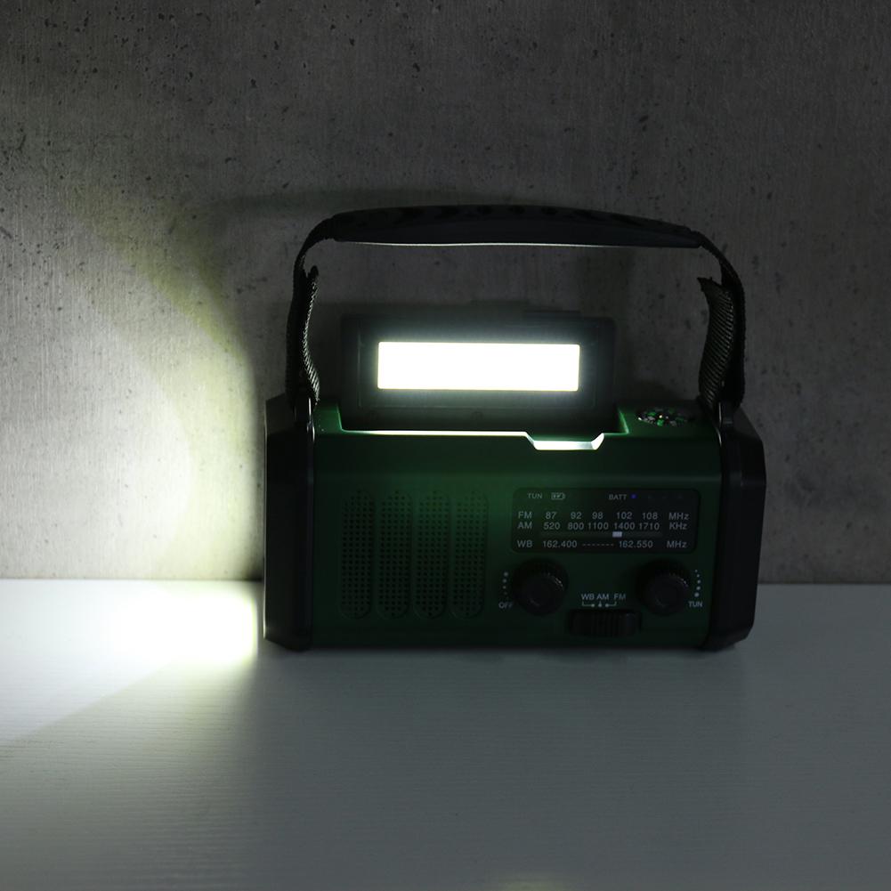 LED Notfallradio Handkurbel Solar AM/FM/WB 10000mAh Solar Notfallradio Taschenlampe Leselampe Typ-C Aufladung mit Kompass