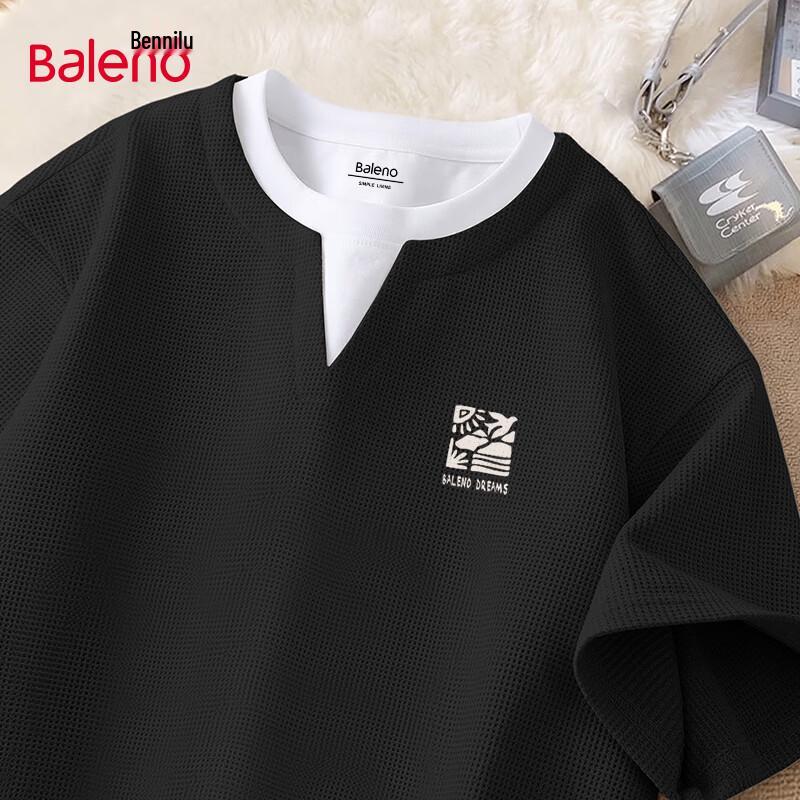 Baleno Men s V-Neck Waffle Knit Short Sleeve T-Shirt XL