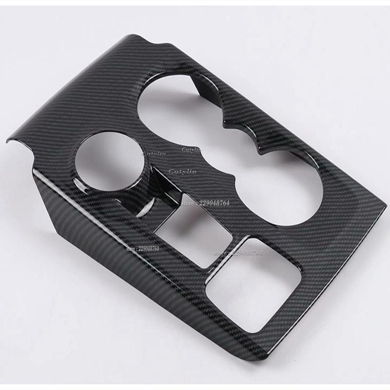 For Ford Focus Carbon Fiber Front Water Cup Holder Cover Trim Gear Shift Panel Cover Trim Interior Accessories LHD