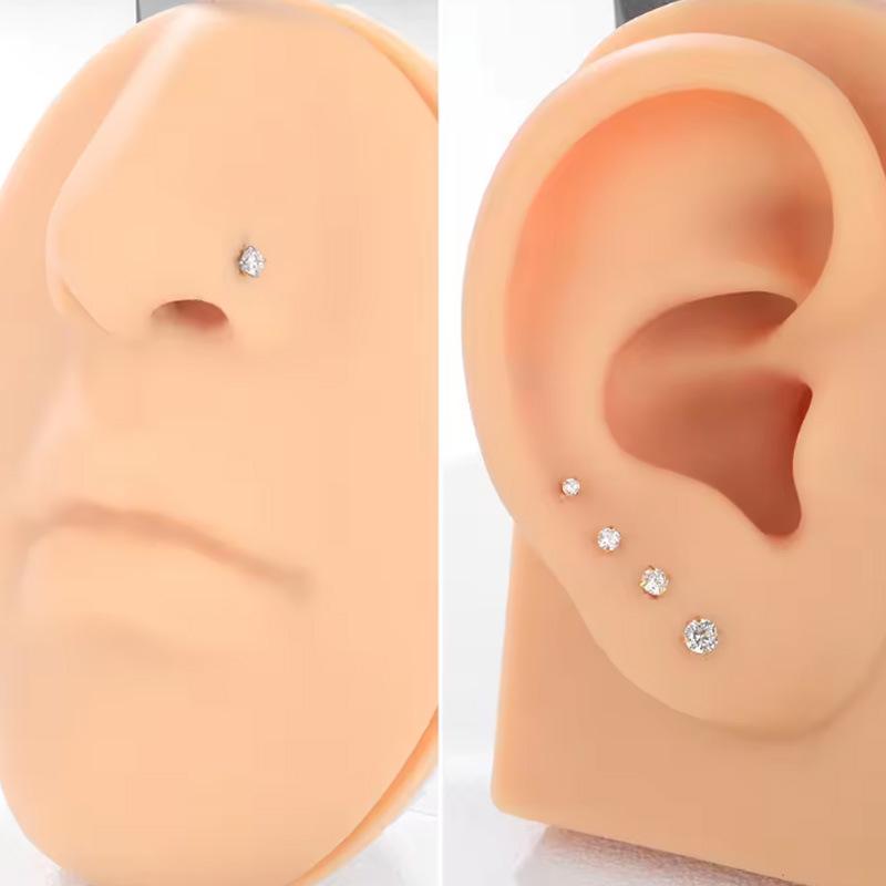 Classic F136 Titanium Zircon Nose Stud with S-Bar Piercing