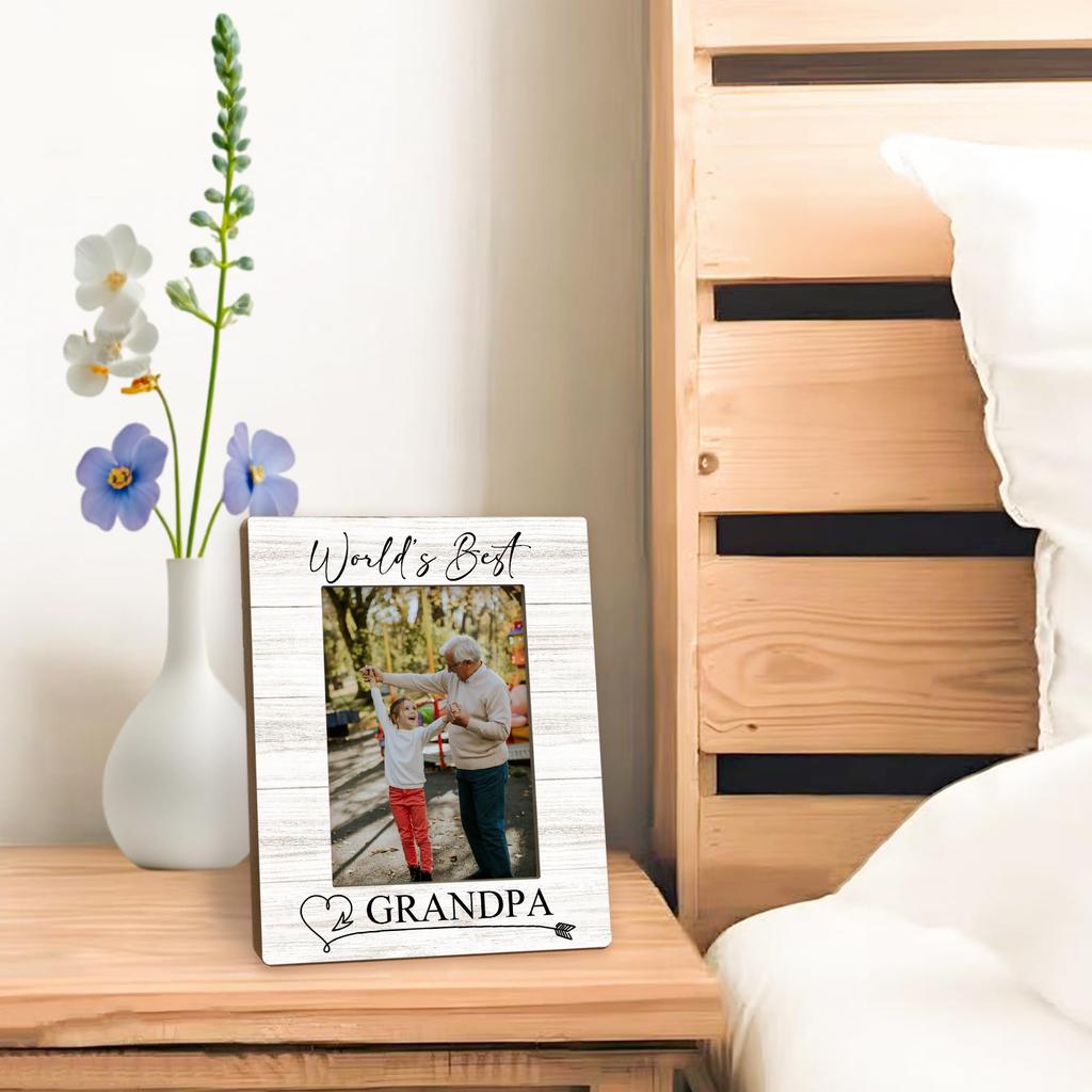 Beliran Grandpa Gifts Picture Frame Grandpa Photo Birthday Gift for Grandpa from Best Grandpa Wooden Picture Frame for Desk Room Decor 5x7, Frame,