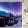Night Starry Sky Aurora Landscape Fabric Shower Curtain Waterproof Polyester Bathroom Curtains Home Decorate Curtains with Hooks