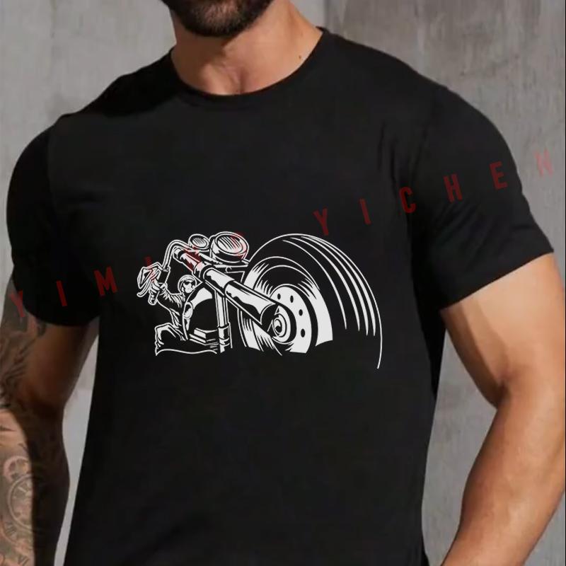 Classic Biker Artwork T-Shirt Men Summer Unisex Casual Short Sleeve Motorbike Tops