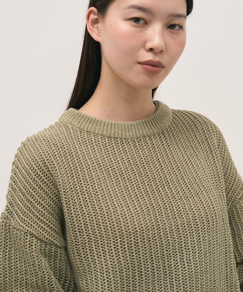 Leopeusaideuhwaiteulabel Paper Net Crewneck Knit Sage Green