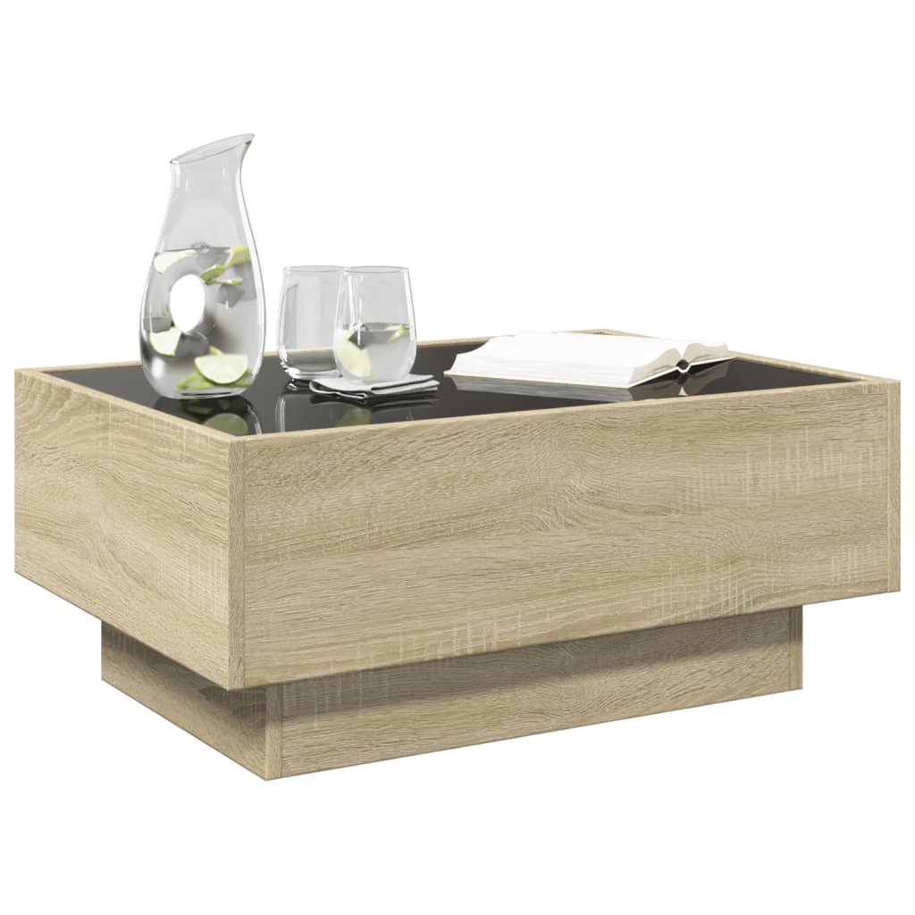 LED Coffee Table Sonoma Oak 70 x 50 x 30 cm Particleboard