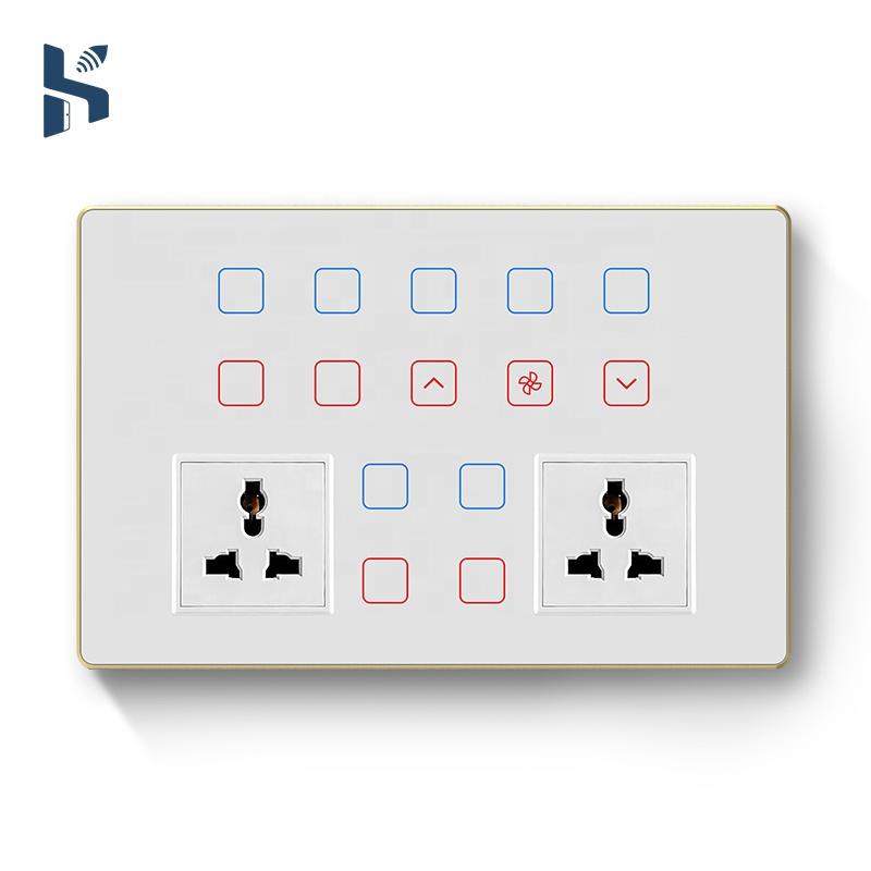 Indian Standard 12-Gang Smart WiFi Wall Light Switch Touch Panel Supports Alexa Google Assistant 16A 240V 234x152mm Size for Tuy