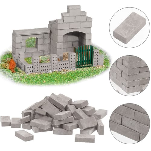 100-Piece Set of 1/35 Scale Miniature Bricks, Miniature Parts, Diorama Bricks, Concrete Blocks, Model Buildings, DIY Scenery, Building, Gardening Acce
