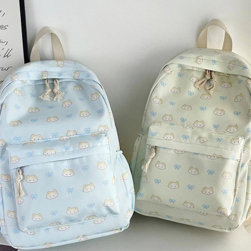 School Bag Niche Junior High School Girls High Value Floral Backpack College Student Girl Cute Kitten Backpack