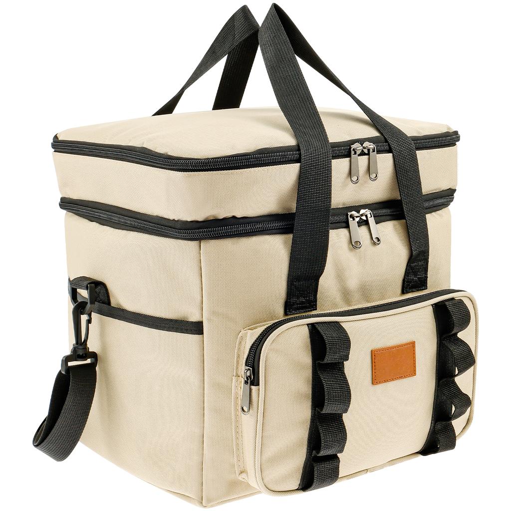 23L Multifunctional Double Layers Tote Cooler Lunch Bags Large Capacity Travel Picnic Lunch Box for Family Outdoor Activities