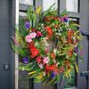 Spring   Wrth Plastic Grass Front Door Artificial Flower Wrth for Outdoor Indoor Decoration   45cm