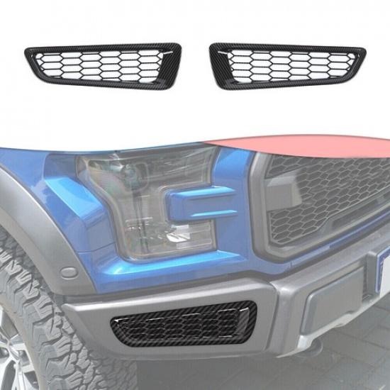 Carbon Fiber Honeycomb Front Bumper Fog Lamp Cover Trim For Ford F150 2017-