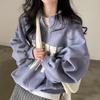 Koreanisch Chic Frühling Nische Vielseitig Stehkragen Colorblock Buchstabenprint Design Locker Langarm Kapuzenpullover Damen