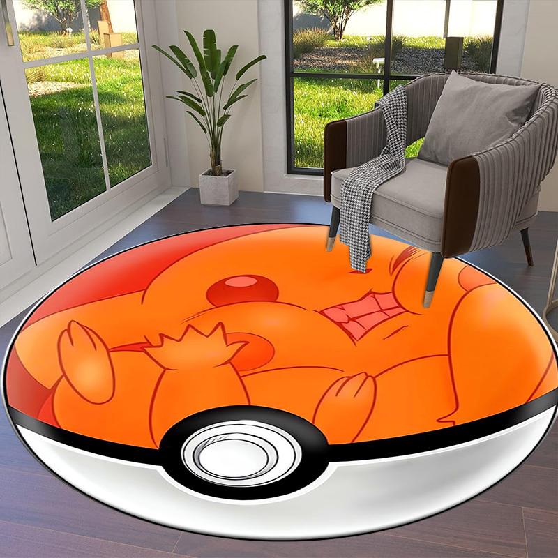1pc Pikachu inside Poké Ball Round carpet, Made of Polyester,Perfect for Decorating Office Chairs, Living Rooms,Vibrant Decorative Rug