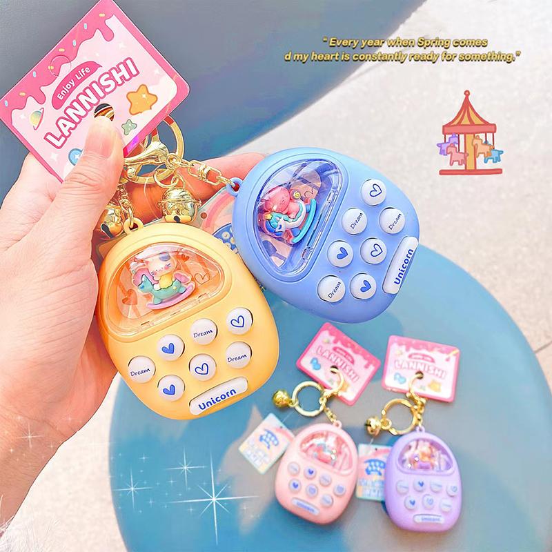 Fun Unicorn Animal Memory Game Machine Handheld Mini Game Machine Creative Cute Hit Ground Mouse Game Machine Keychain Pendant