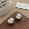 Fashion Shiny Half Ball Earrings Metal Geometric Stud Earrings Vintage Gold Silver Color Daily Holiday Women Jewelry Gifts