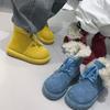 Plattform Flauschige Schneestiefel Vielseitig Neu Vintage Schnürung Fleece Warm Runde Spitze Rutschfest Stiefel