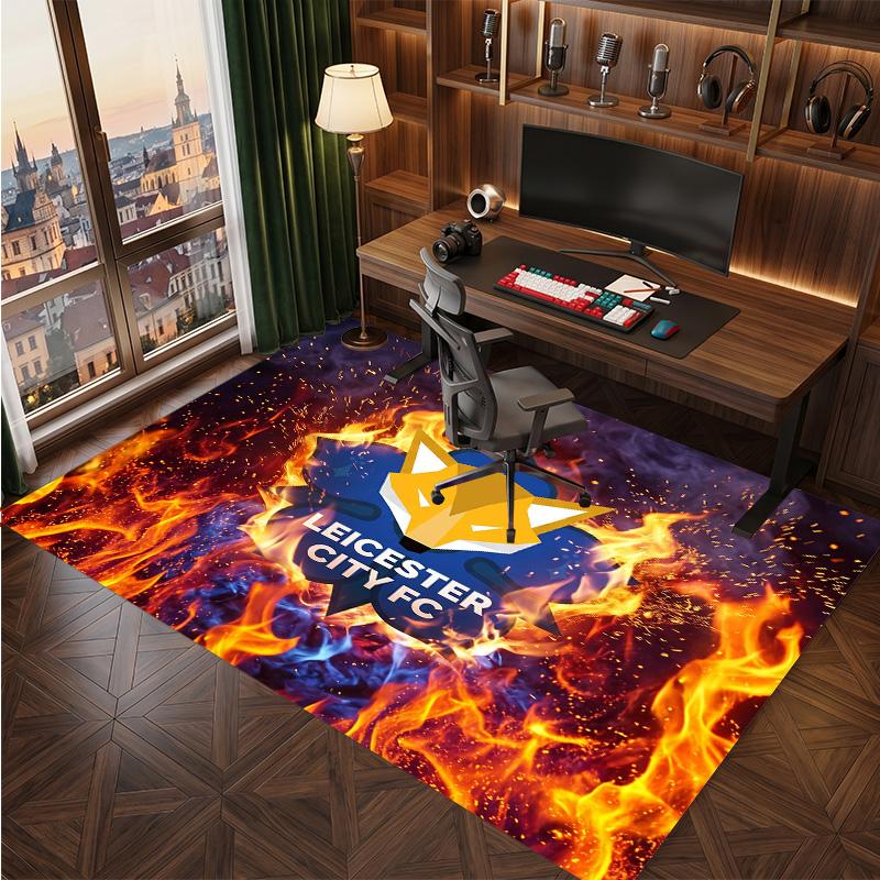 Tappeto in Velluto di Cristallo con Stampa del Leicester City Football, Comodo Assorbente d'Acqua Antiscivolo Tappeto per Pavimenti Interni